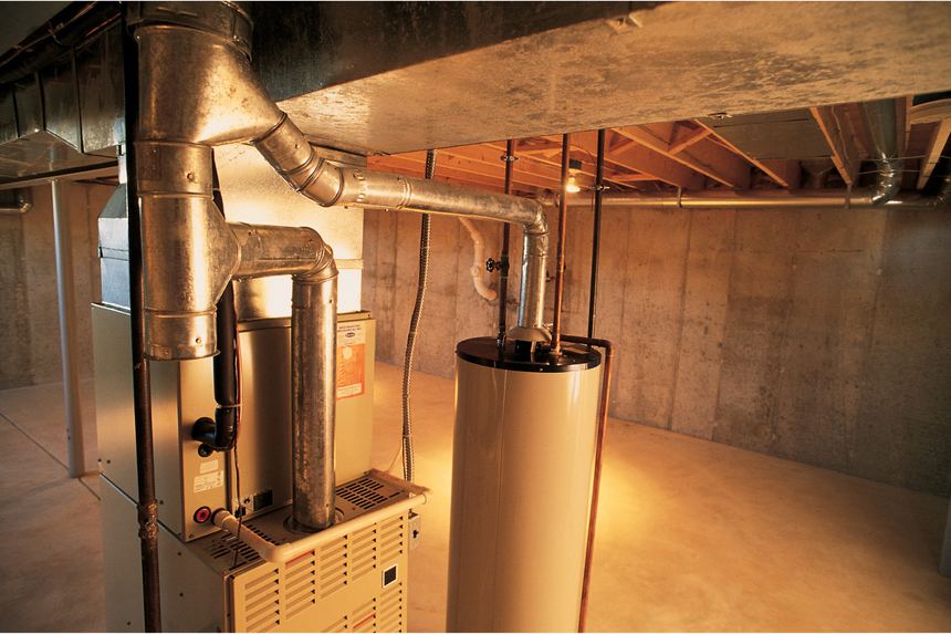 Basement furnace, ductwork and water heater in a Central Ohio home